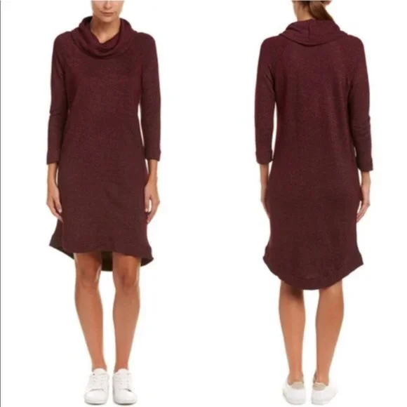 Michael Stars Burgundy Cowl Neck Sweater Dress - Picture 1 of 7